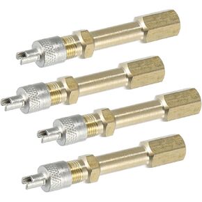 4pcs 50mm/1.97" Long Brass Auto Tire Valve Extension Adaptor Air Tyre Stem Extender Inflation Stright Bore for Car Truck Motorcycle Bike Mower Scooter Auto Accessories