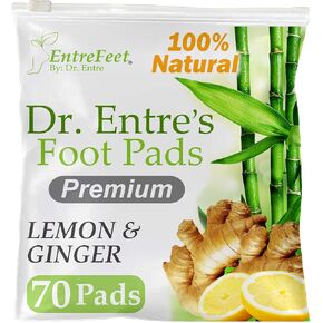Dr. Entre's Foot Pads Lemon & Ginger ليشعر بتحسن ونوم أفضل وتخفيف التوتر ، بقع القدم | 70 حزمة