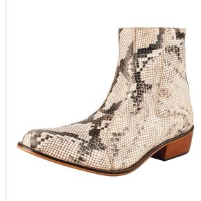 LIBERTYZENO Mens Plain & Snake Print Leather Adults High Ankle Retro Dress Boots for Prom Graduation