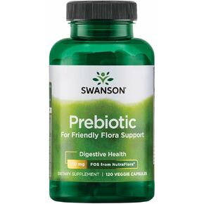Swanson Prebiotic Capsules - Promotes Friendly Flora Support & Overall Digestive Health - Prebiotic Fiber Promoting Gut Health & Immune Support - (120 Veggie Capsules, 750mg Each) 1 Pack