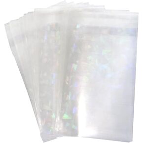 Honbay 100PCS Holographic Card Sleeves Laser Flashing Card Film Idol Photo Sleeves Trading Cards Shield Cover for Protection and Decoration (Gemstone, 65x90mm)