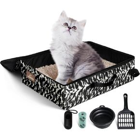 LIOOPET Portable Litter Box with Lid, Leak-Proof Collapsible Cat Litter Box Great for Travel Hotel Stays and Road Trip (18x14x5.5 Inches) in Saudi Arabia