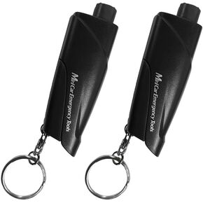 3PCS Window Breaker Seatbelt Cutter, 3-in-1 Mini Glass Breaker Emergency Seat Belt Cutter Keychain, Spring-Loaded Safety Hammer Escape Tool Key Chain for Land and Underwater (Black)
