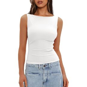 Darong Women Out Disual Tank Tops Spring Summer Basic Cute 2024 Slicfeless Shirt Y2K Fashion ملابس الملابس 9081 White L
