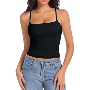 Camisole Tops for Women Sleeveless Adjustable Spaghetti Strap Tank Tops Y2K Basic Shirts