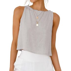 Mywinway Linen Tank Tops for Women Cotton Summer Summeress Fashion Fashion Tops Cute Tops