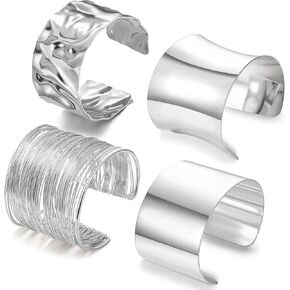 Rioso 4 PCS أساور الكفة الذهبية للنساء بيان الأصفاد المكتنزة كثيفة