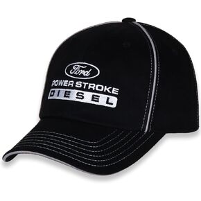 Ford Black Baseball Cap for Men - Power Stroke Diesel Logo Racing Hat Black Silver