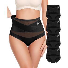 Women's Underwear 4 Pack High Waisted No Muffin Top Tummy Control Ladies Panties Postpartum Briefs Full Coverage
