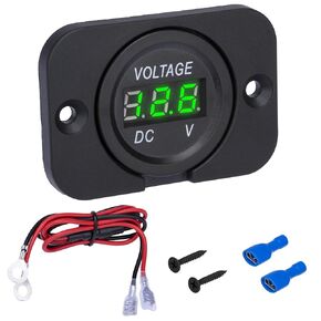 عداد جهد بطارية السيارة ، عداد المائي DC 12V 24V Digital Volt Meter ، شاشة بطارية 12 فولت مع شاشة رقمية LED ، مقياس جهد مستدير لشاحنة Car Truck RV ATV Marine (الضوء الأخضر)