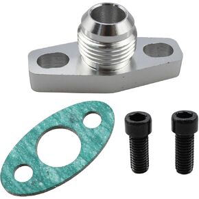 Oil Drain Outlet Flange with AN10,Aftermarket Parts Fit Garrett GT28 GT30 GT35 T25 Turbo with 1 PC Oil drain Flange; Universal for Most Cars,1 PC Oil drain gaskets; 2 Pcs bolts