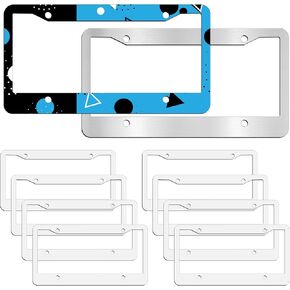 10 pcs Sublimation License Plate Frame Blanks,White Metal Aluminum Tag, DIY Custom Picture Design for tag Frame (12.2x6.3x0.04in)