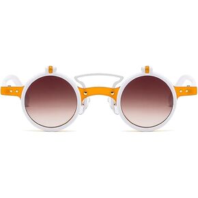 Hylle Retro Flip-Up Round Goggles Seampunk Sunglasses for Men Women 90s Style