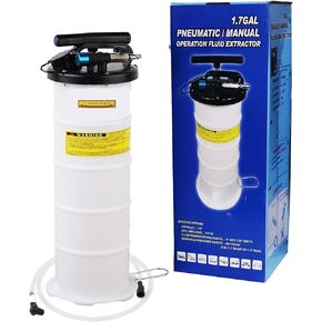 6.5L Pneumatic/Manual Oil Extractor, Oil Change Pump with Pump Tank Remover & 4 Tubes for Automotive Fluids Vacuum Evacuation