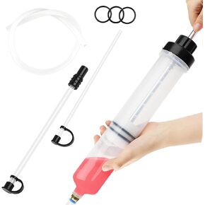 Fluid Extractor Multi-Purpose Oil Syringe with 500CC, Oil Suction Pump with Long Rubber Hose, Automotive Fluid Syring-e Pump, Oil Fluid Syringe Liquid Extractor and Filling Pump(17.6 Oz./500 CC)