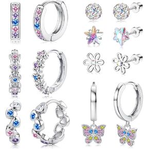 Jstyle Earrings for Girls Hypoallergenic Hoops Earrings for Teens Surgical Stainless Steel Earrings for Little Girls Screw Back Studs Earrings for Toddlers Cute Earrings Jewelry for Kids