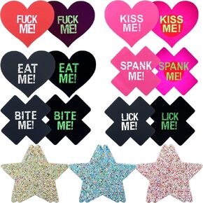 Nimiah Rave Pasties Nipple Covers - Sexy Fun Sticky Variety Pasty Pack Adds Spice & Fun to Party See-Through Outfits