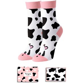 HAPPYPOP Cow Print Socks for Girls - Cow Gifts for Kids 7-12 Years Cow Themed Gifts for Preteens Cow Lovers