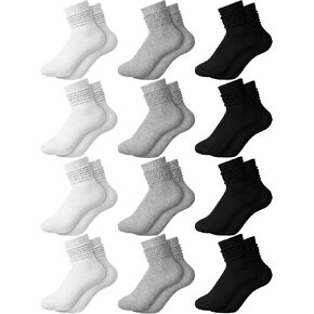 12 Pairs Kids Girls Slouch Socks Bulk Cotton Toddler Scrunch Crew Long Socks for Girls, 3-15 Years