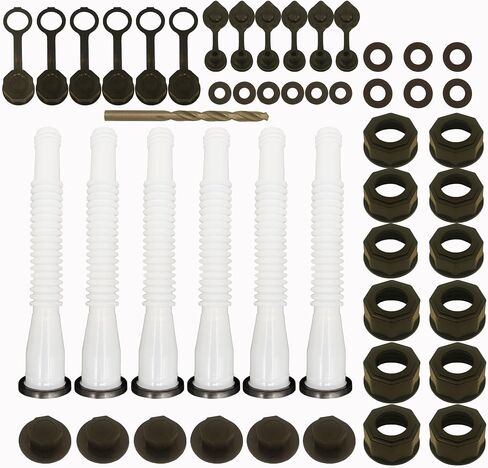 Gas Can Spout Replacement Set, Gas Can Nozzle Old Style Easy to Install, Flexible Pour Nozzle Suitable for Most 1/2/5/10 Gallon Oil Cans (6 Kit-White) in Saudi Arabia