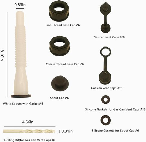 Gas Can Spout Replacement Set, Gas Can Nozzle Old Style Easy to Install, Flexible Pour Nozzle Suitable for Most 1/2/5/10 Gallon Oil Cans (6 Kit-White) in Saudi Arabia