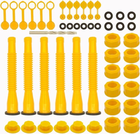 Gas Can Spout Replacement Set, Gas Can Nozzle Old Style Easy to Install, Flexible Pour Nozzle Suitable for Most 1/2/5/10 Gallon Oil Cans (6 Kit-White) in Saudi Arabia