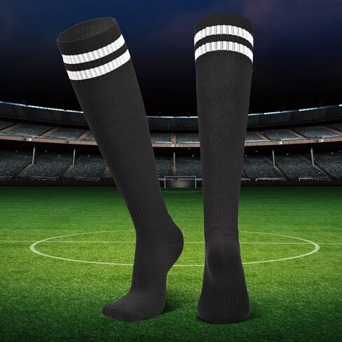 Finerview Kids Soccer Socks Baseball Softball Socks, Knee High Stripes Arch Ankle Support Athletic Socks for Boys & Girls in Kuwait