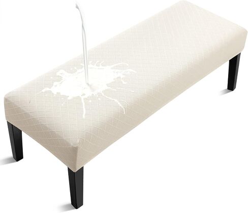 Waterproof Dining Bench Cover, Removable Bench Slipcover Washable Bench Seat Protector Cover for Living Room, Bedroom, Kitchen (Beige) in Kuwait