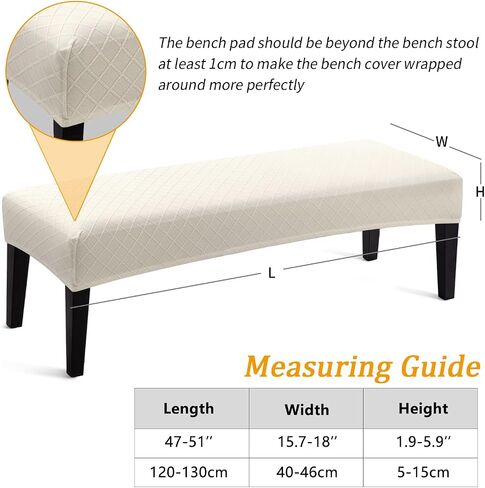 Waterproof Dining Bench Cover, Removable Bench Slipcover Washable Bench Seat Protector Cover for Living Room, Bedroom, Kitchen (Beige) in Kuwait
