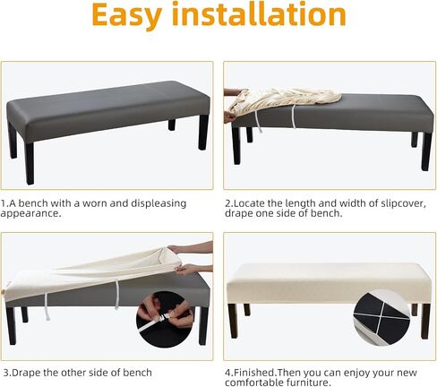 Waterproof Dining Bench Cover, Removable Bench Slipcover Washable Bench Seat Protector Cover for Living Room, Bedroom, Kitchen (Beige) in Kuwait