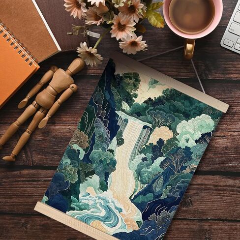 FITIE Mountains Wall Art, Mountain Wall Decor, Rustic Farmhouse Forest Wall Art Decor, Watercolor Blue Ridge Mountains Wildflower Nature Landscape Canvas Wall Art Poster Hanger Frame, 12x16 Inches in Kuwait