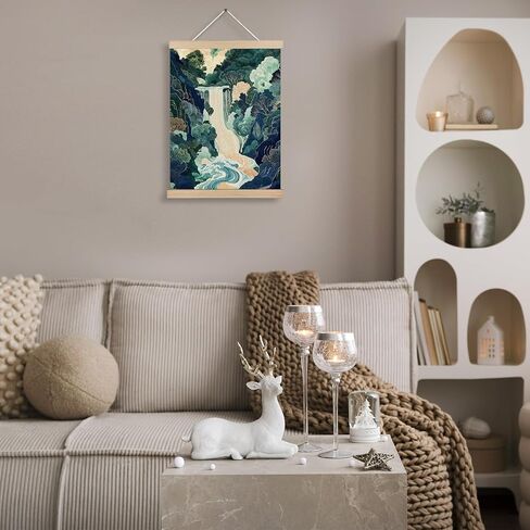 FITIE Mountains Wall Art, Mountain Wall Decor, Rustic Farmhouse Forest Wall Art Decor, Watercolor Blue Ridge Mountains Wildflower Nature Landscape Canvas Wall Art Poster Hanger Frame, 12x16 Inches in Kuwait