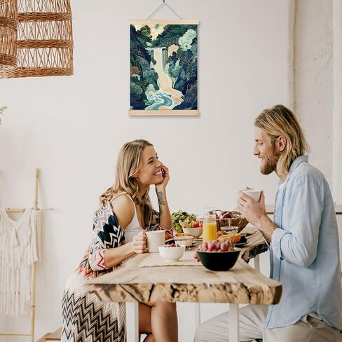 FITIE Mountains Wall Art, Mountain Wall Decor, Rustic Farmhouse Forest Wall Art Decor, Watercolor Blue Ridge Mountains Wildflower Nature Landscape Canvas Wall Art Poster Hanger Frame, 12x16 Inches in Kuwait