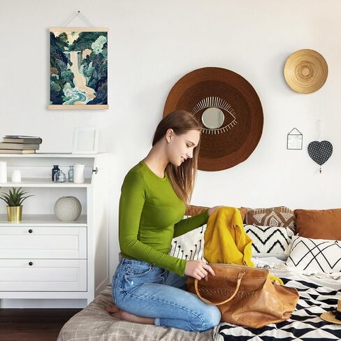 FITIE Mountains Wall Art, Mountain Wall Decor, Rustic Farmhouse Forest Wall Art Decor, Watercolor Blue Ridge Mountains Wildflower Nature Landscape Canvas Wall Art Poster Hanger Frame, 12x16 Inches in Kuwait