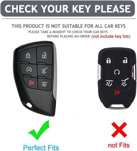 غطاء مفتاح FOB لـ Chevy GMC مع سلسلة المفاتيح ، Tahoe Suburban Expurban Traverse Yukon Denali Terrain Buick Enclude Premium Soft TPU (6 أزرار عاجية) in Kuwait