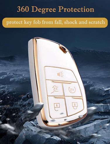غطاء مفتاح FOB لـ Chevy GMC مع سلسلة المفاتيح ، Tahoe Suburban Expurban Traverse Yukon Denali Terrain Buick Enclude Premium Soft TPU (6 أزرار عاجية) in Kuwait