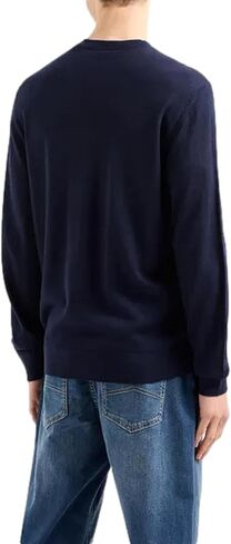 Armani Exchange Men Merino Wool Mix Signature Logo Crewneck Pullover Sweater in Kuwait