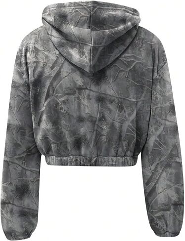 Men's Camo Zip Up Drawstring Crop Lightweight Hoodie Graphic Long Sleeve Hooded Sweatshirts Outerwear in Saudi Arabia
