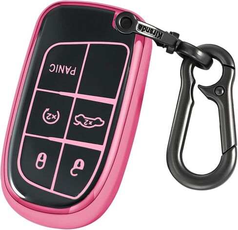 for Jeep Key Fob Cover with keychian,TPU Protection Key Case Compatible with RAM Grand Cherokee Renegade Chrysler Durango Journey Smart Remote Key(Red,5 Button) in Saudi Arabia