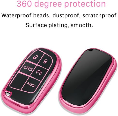 for Jeep Key Fob Cover with keychian,TPU Protection Key Case Compatible with RAM Grand Cherokee Renegade Chrysler Durango Journey Smart Remote Key(Red,5 Button) in Saudi Arabia
