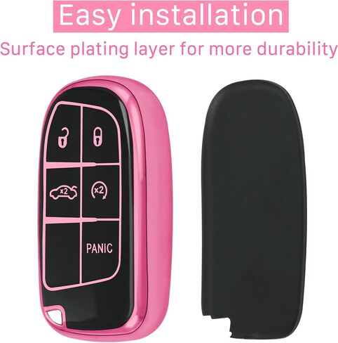 for Jeep Key Fob Cover with keychian,TPU Protection Key Case Compatible with RAM Grand Cherokee Renegade Chrysler Durango Journey Smart Remote Key(Red,5 Button) in Saudi Arabia