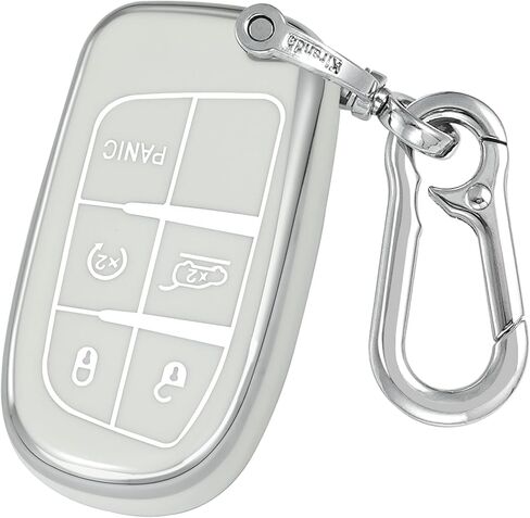 for Jeep Key Fob Cover with keychian,TPU Protection Key Case Compatible with RAM Grand Cherokee Renegade Chrysler Durango Journey Smart Remote Key(Red,5 Button) in Saudi Arabia