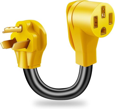 NEMA 10-30P to 14-50R EV Charger Adapter Cord, 125V/250V 3 Prong Dryer Outlet Male Plug to 50 Amp 4 Prong Female EV for Charging Tesla Charger RV Industrial Grade，Halloween Gift(Yellow) in Saudi Arabia