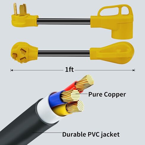 NEMA 10-30P to 14-50R EV Charger Adapter Cord, 125V/250V 3 Prong Dryer Outlet Male Plug to 50 Amp 4 Prong Female EV for Charging Tesla Charger RV Industrial Grade，Halloween Gift(Yellow) in Saudi Arabia
