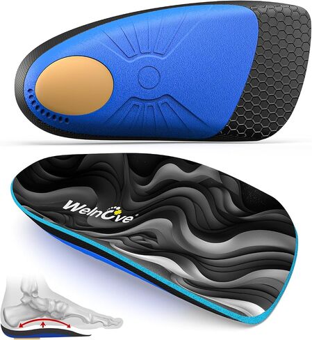 Plantar Fasciitis Inserts for Heel Pain - (FSA HSA Eligible) Welnove Arch Support Heel Cushions Insoles for Heel Spur, Achilles Tendon, Heel Cups for Most Shoes, Women's 6-9, Men's 5-8 in Saudi Arabia