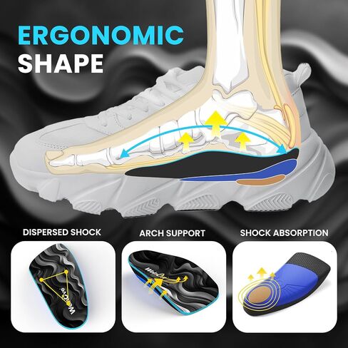 Plantar Fasciitis Inserts for Heel Pain - (FSA HSA Eligible) Welnove Arch Support Heel Cushions Insoles for Heel Spur, Achilles Tendon, Heel Cups for Most Shoes, Women's 6-9, Men's 5-8 in Saudi Arabia