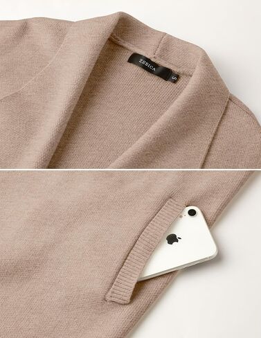 ZESICA Women's Casual Lapel Cardigan Long Sleeve Open Front Irregular Hem Soft Knitted Sweater Coat with Pockets in Saudi Arabia