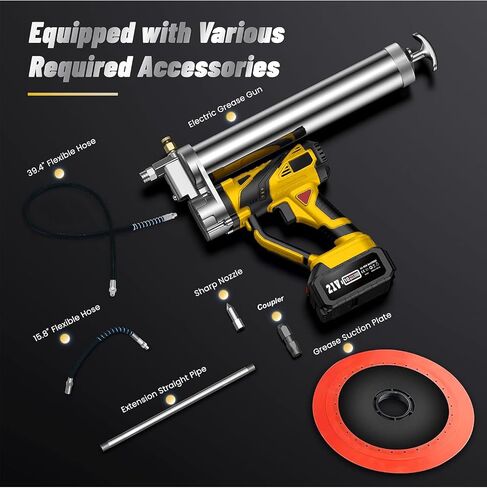 بطارية ليثيوم شحوم بندقية مناسبة لبطارية DeWalt 20V كحد أقصى (بدون بطارية) مع خرطوم فليكس الينابيع 18 " in Saudi Arabia