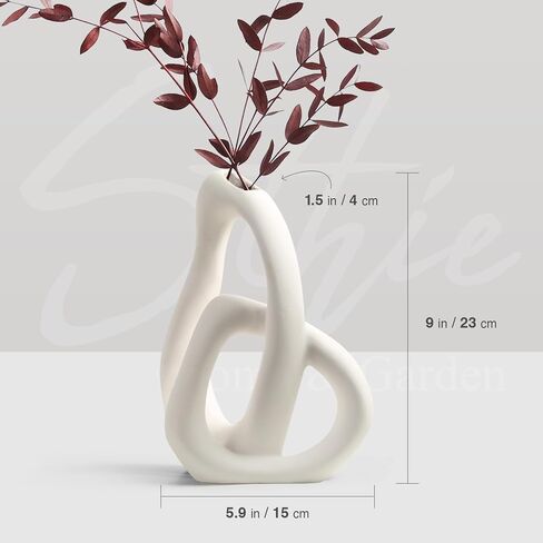 Modern White Ceramic Flower Vases for Home Decor Aesthetic, Boho Decorative Vase for Bouquet Pampas Grass, Living Room Bedroom Kitchen Maximalist Decor (White) in Saudi Arabia