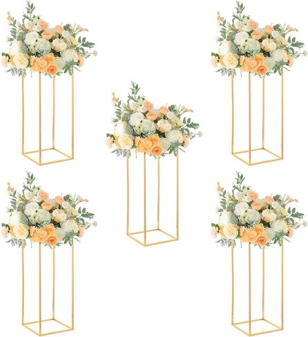 23.6inch Wedding Centerpieces for Tables,5pcs Gold Centerpieces,Tall Column Geometric Floral Vase for Birthday Party Event Table Decoration in Saudi Arabia